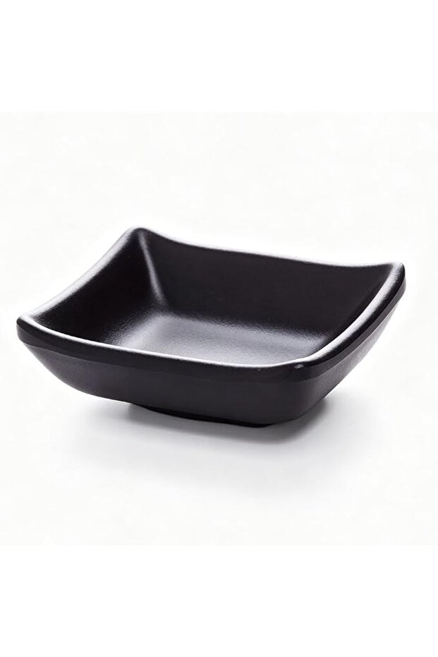 Sleek Square Sauce Dish, Modern Black Condiment Bowl for Dining Table, Deep Groove Design Holds Dips
