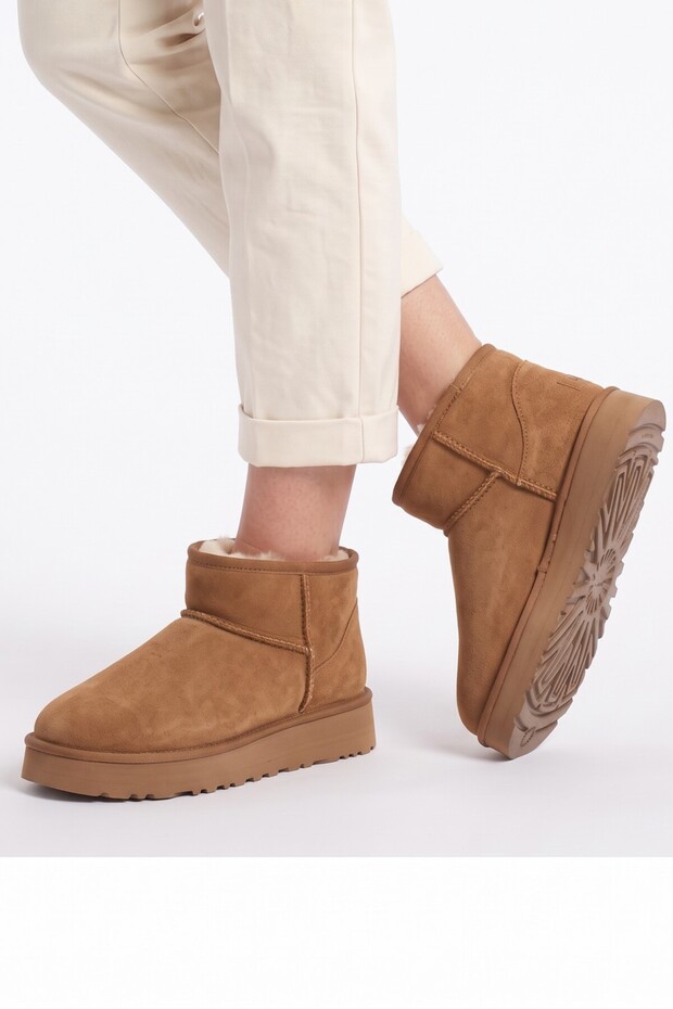Warm Fur Lining Water-Repellent Women's Winter Casual Lifestyle Short Mini Thick Sole Boots