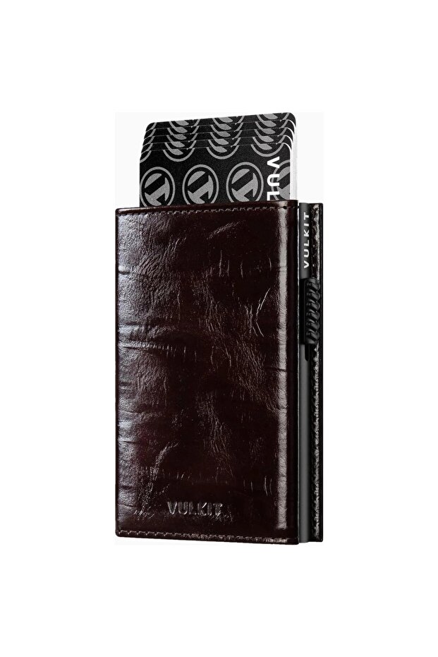 Rfid Protected Pop-Up Leather Aluminum Men's Card Holder Wallet