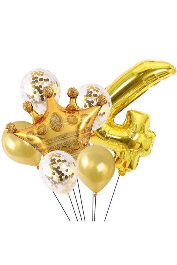 8-piece set for 4st birthday party anniversary decoration party supplies includes gold number 4 balloon