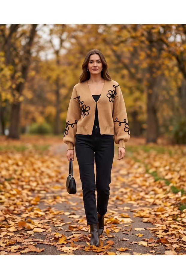 Floral Motif Knitwear Cardigan