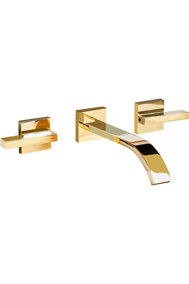 Berraco Wall Mounted Sink Mixer Tap with Dual Handles, Matte Brass