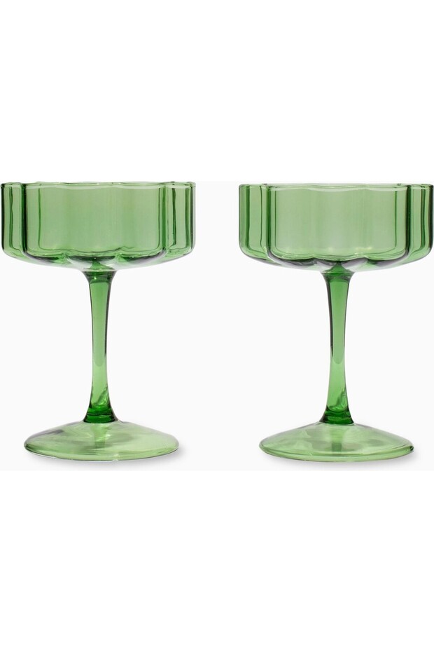 Wave Handmade Set of 2 Glass Goblets