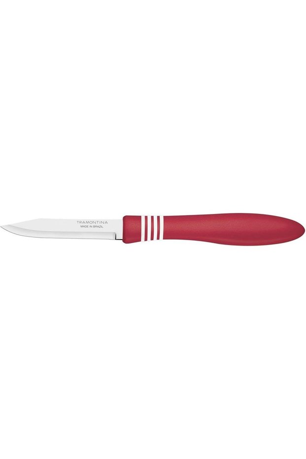 Cor & Cor 3" Vegetable and Fruit Knife, Stainless Steel Blades, Red Polypropylene Handles, Dishwasher Safe, Compact and Versatile Kitchen Tool