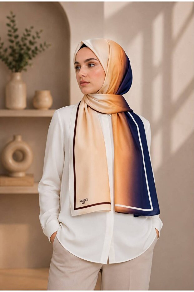 Women's Gradient Patterned Scarf Color Transition Stylish Casual Headscarf