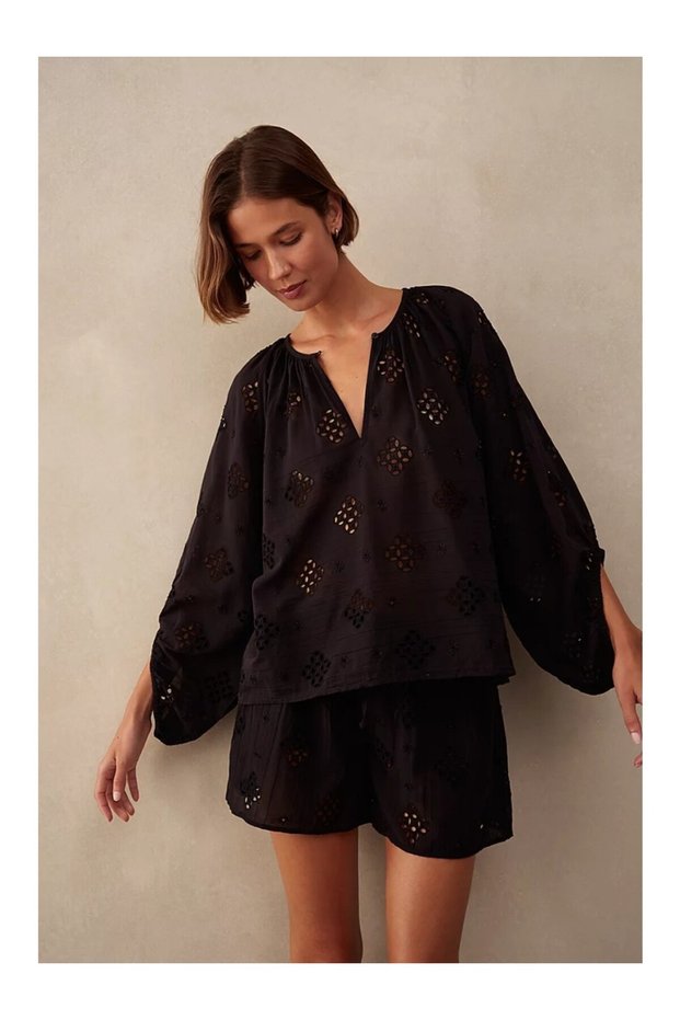 Boho Cut Embroidered Women's Blouse