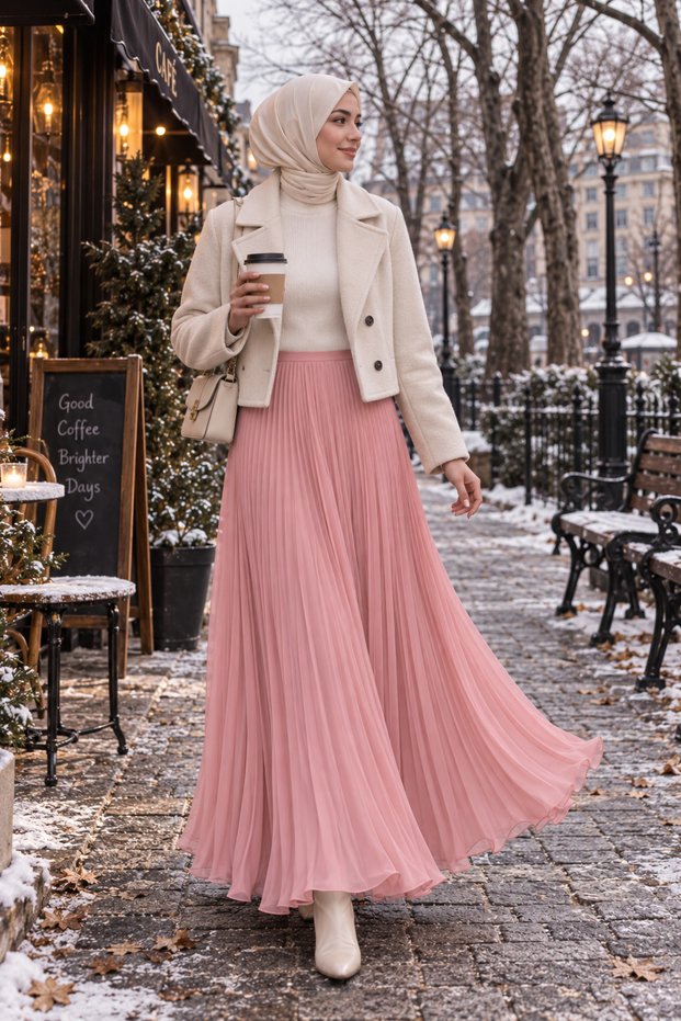 Women's Pleated Long Skirt Daily Stylish Skirt with Sequins | Thin Pleated Lined Skirt Long Skirt