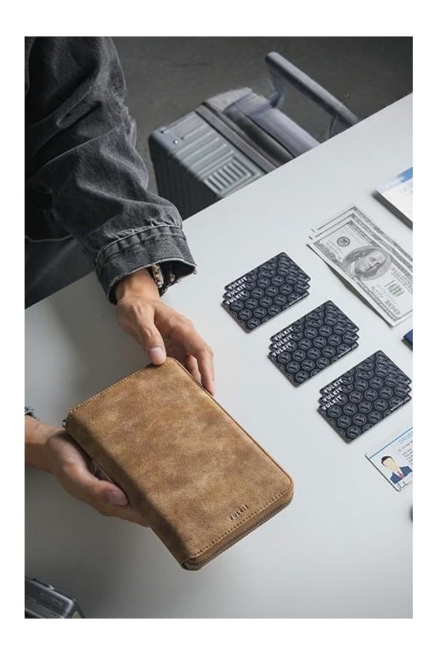 Rfid Protected Zippered Unisex Family Passport Wallet