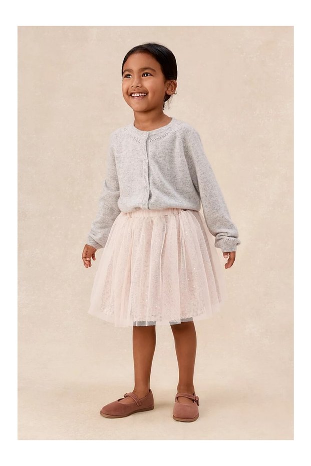 Glitter Detailed Tulle Baby Girl Tutu Skirt