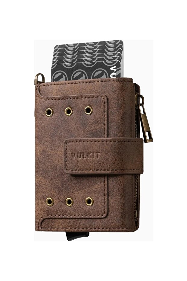 Leather Men's Wallet with Rfid Protection and Coin Compartment