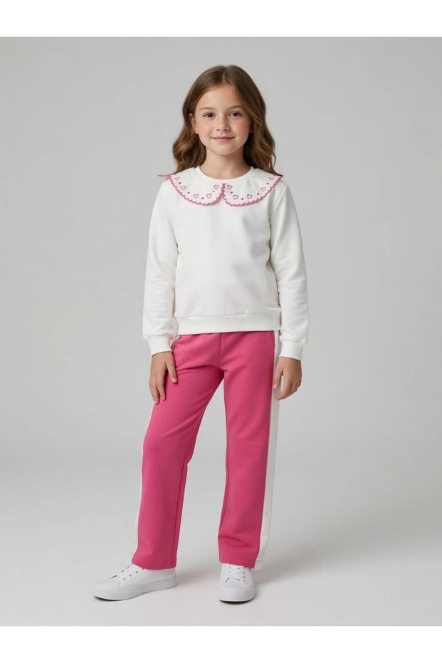 Collar Heart Detail Girls' Suit
