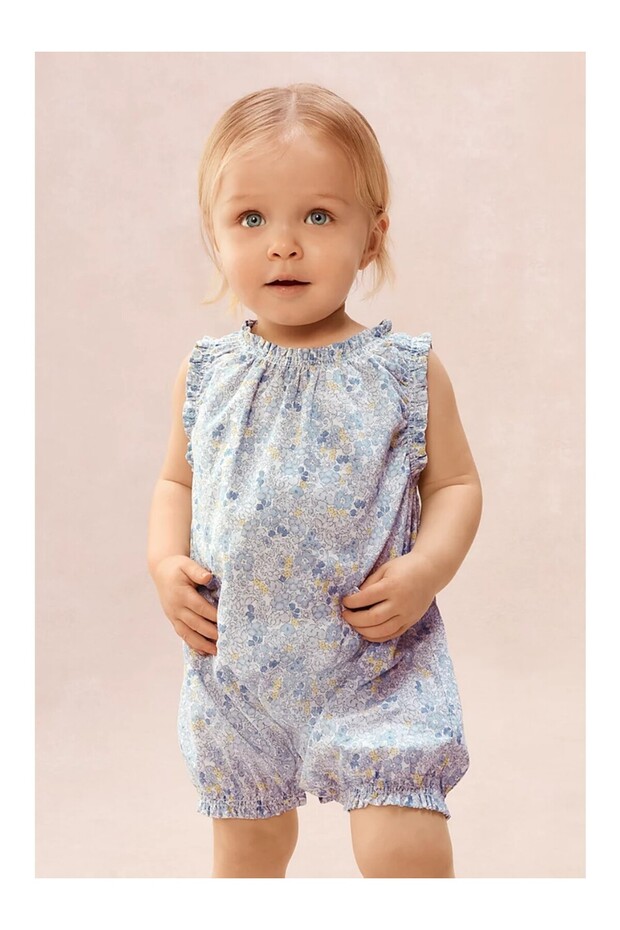 Organic Cotton Petunia Patterned Baby Girl Jumpsuit