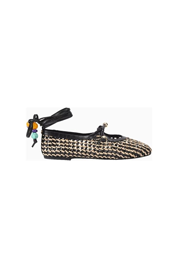 Norah Beaded Detailed Leather Ballerinas