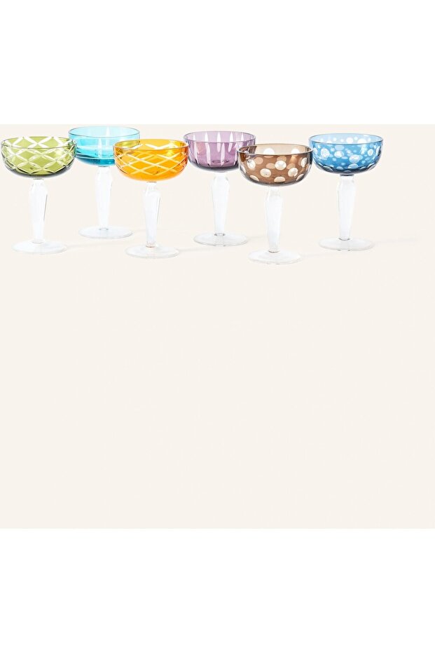 Handmade Artistic Decorated Glass Set – 6 Pieces, 155 Ml, Dishwasher Safe