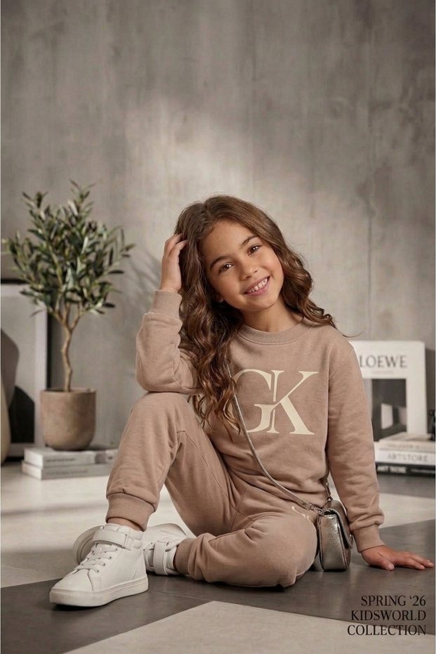 Children's Printed Bottom Top Baby Kids Tracksuit Set