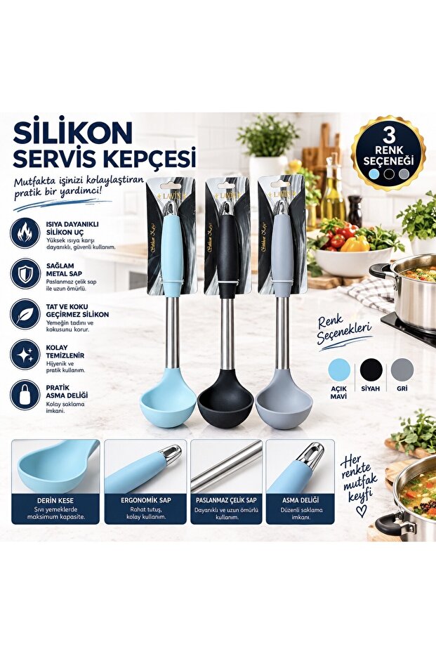 Lavin Silicone Metal Handle Serving Ladle