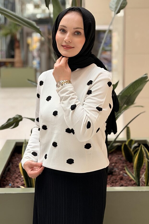 Embossed Mini Floral Patterned Mercerized Tunic