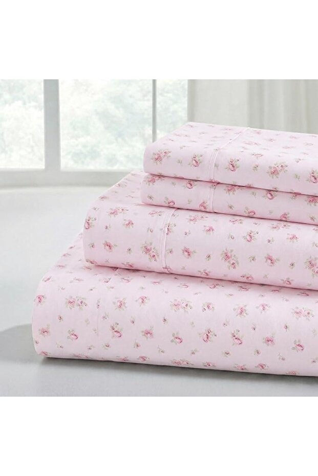 - Soft Microfiber Rose Printed Sheets - Luxurious Microfiber Bed Sheets - Includes Fl