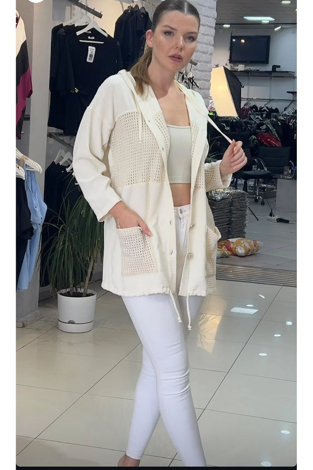 Plus Size Knitted Mesh Jacket