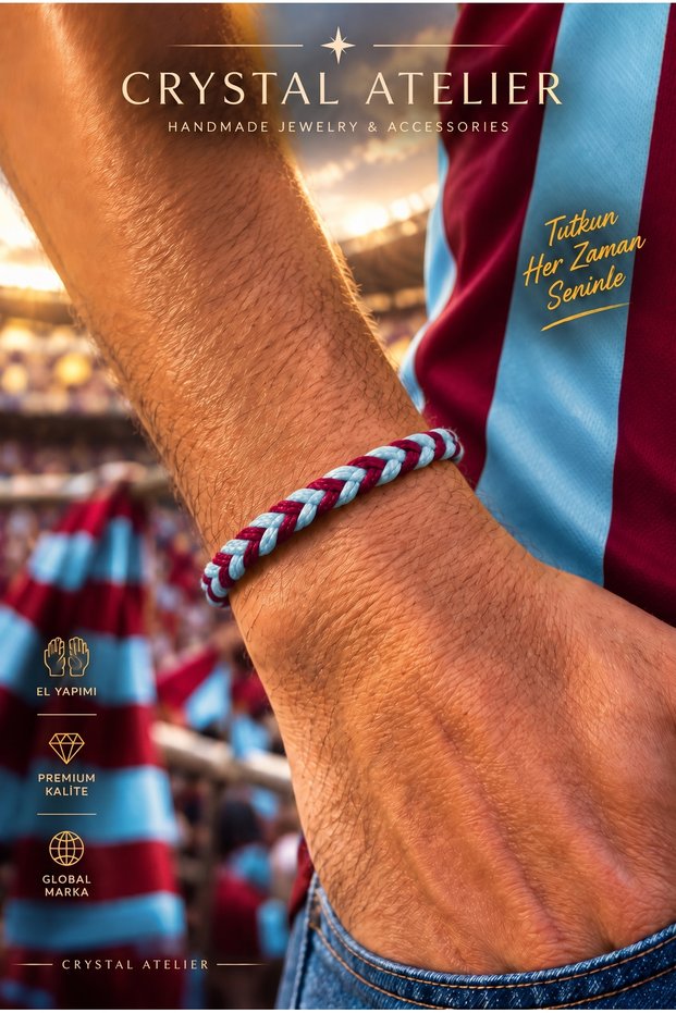 Macrame Burgundy Blue Fan Bracelet Handmade Adjustable Unisex Knitted Sports Rope Bracelet