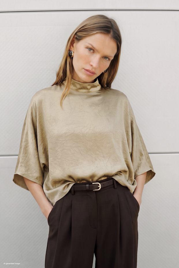 Bat Sleeve Blouse - Beige