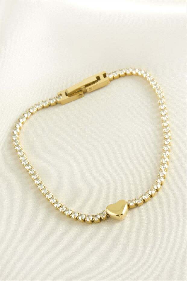 Heart Zircon Stone Luxury Steel Bracelet