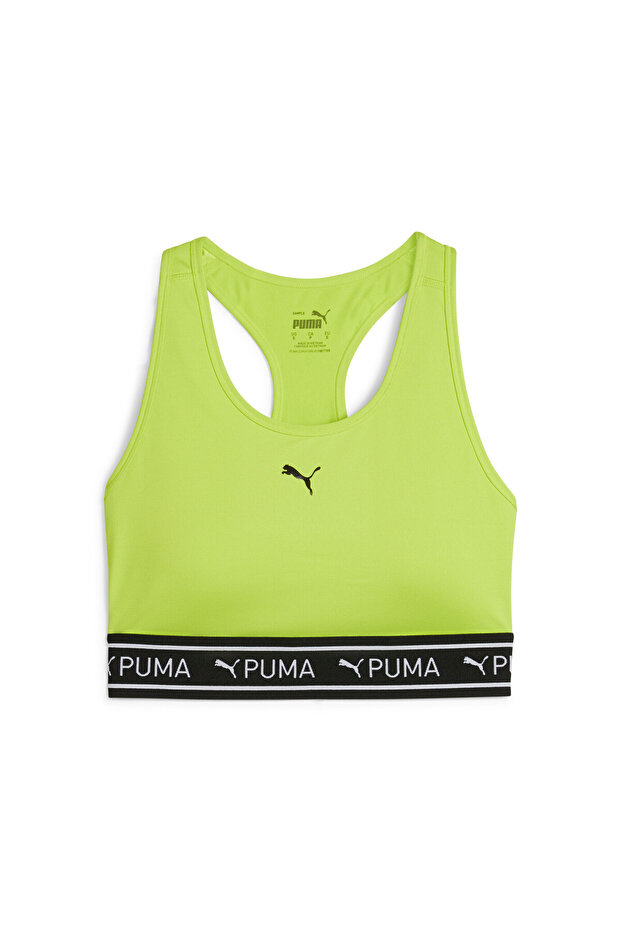 Women Brand Logo Medium Support Training Bra, Lime Green