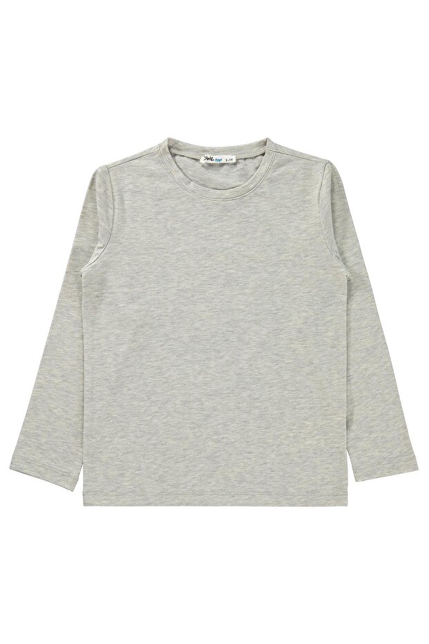 Civil Boy's Basic Sweatshirt | Lycra Single Jersey Long Sleeve | School Nursery and Daily Use - Gray