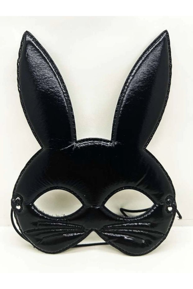 Black fabric eva rabbit mask 19x15 cm