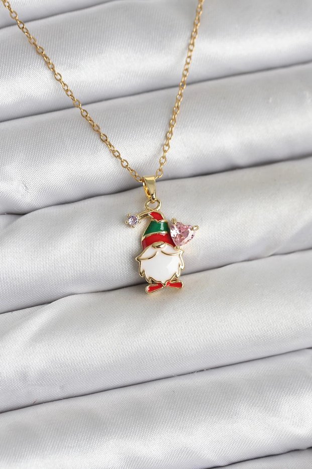 316L Steel Chain Gold Color Christmas Theme Women's Necklace Tj-Bko10708