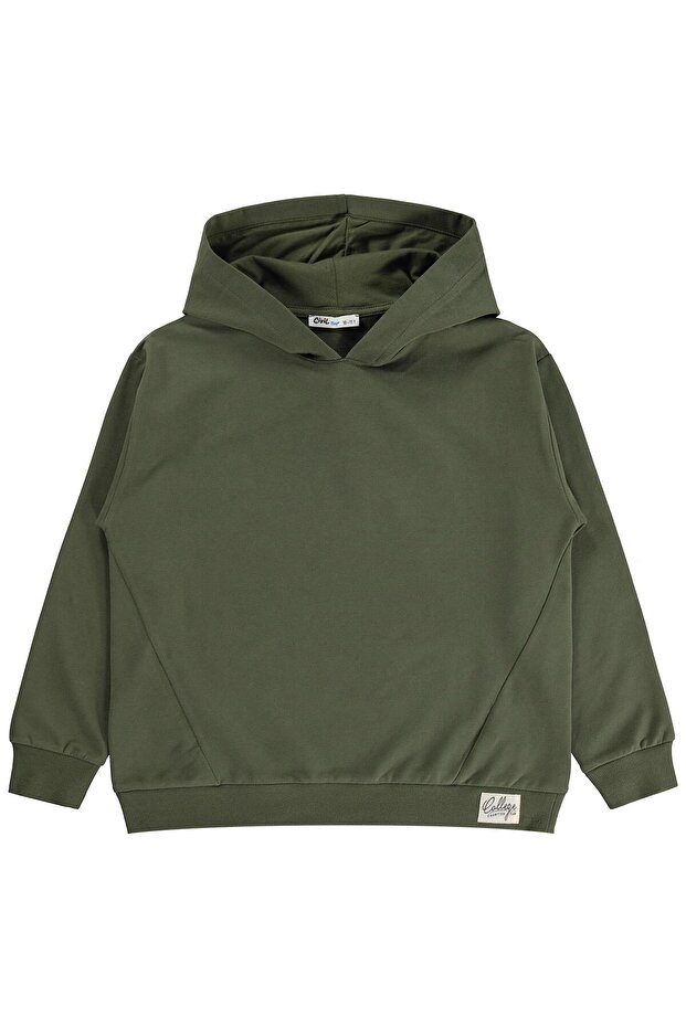 Civil Boy's Basic Hooded Sweatshirt | Brush with 2 Strings and Long Handle | School Nursery and Daily Use - Khaki