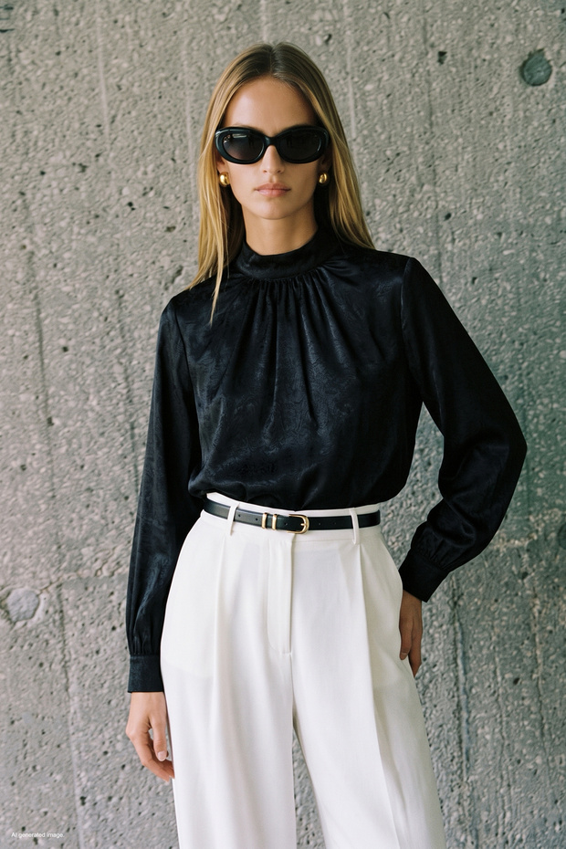 Long Sleeve Blouse - Black