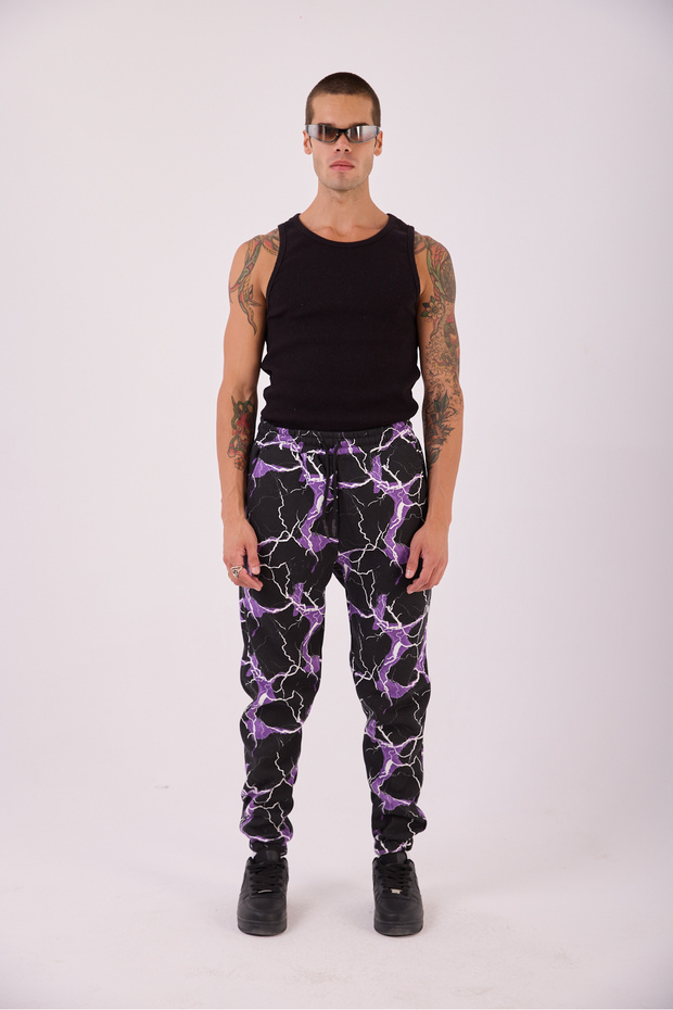 Men's Purple Lightning Pattern Jogger
