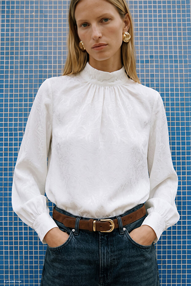 Long Sleeve Blouse - Ecru
