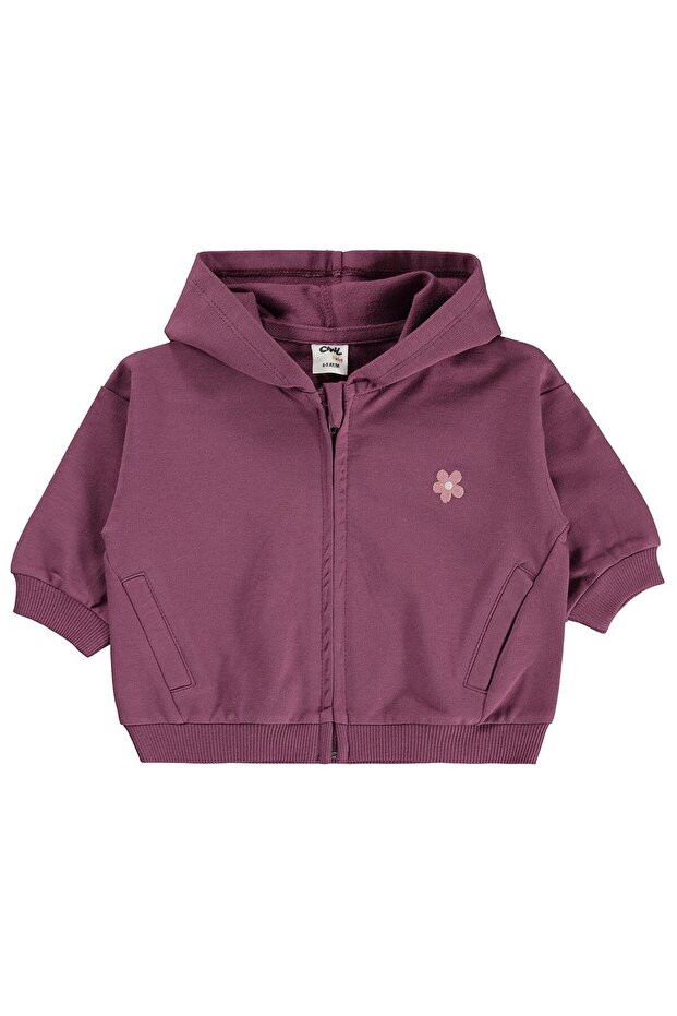 Floral Embroidered Basic Cardigan for 6-18 Months - Lilac