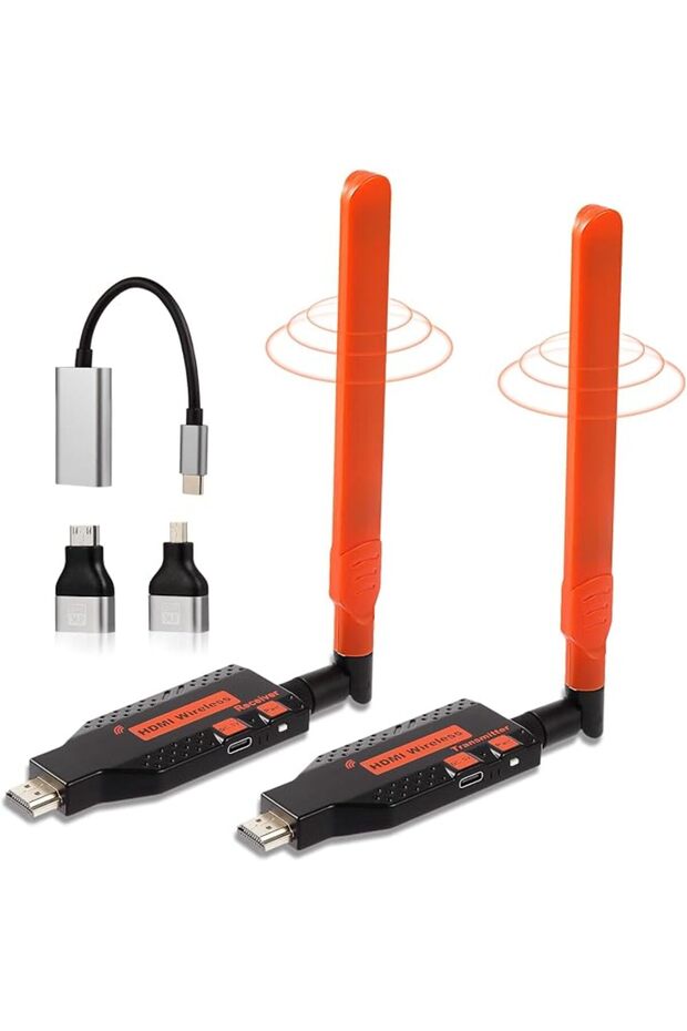 جهاز إرسال واستقبال HDMI لاسلكي، مدى طويل 150 متر/450 قدم، يدعم فك تشفير 4K وخرج 1080P@60Hz، سهل التركيب والاستخدام