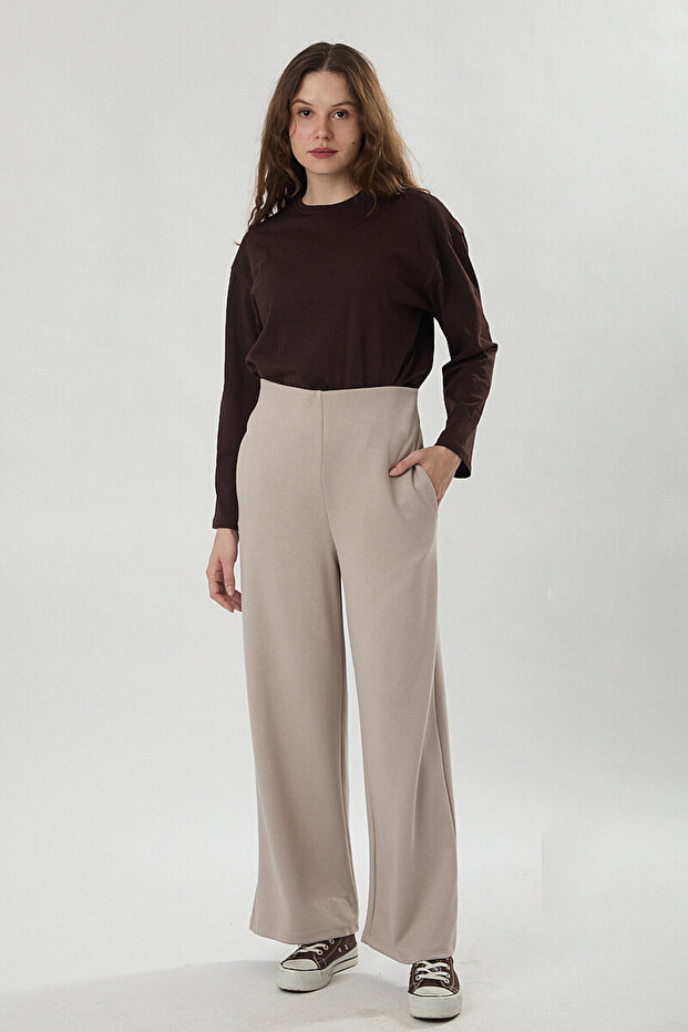 Pensli Wide Leg Trousers Stone