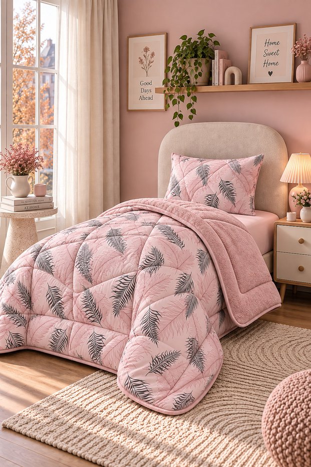 Double-Sided Single Duvet Set Powder