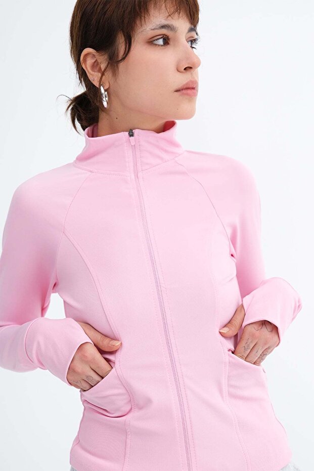 High Neck Zippered Cardigan H13917