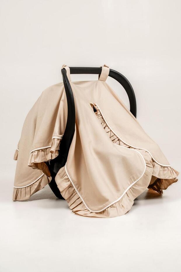 100% Cotton Satin Ruffled Stroller Cover and Sunshade