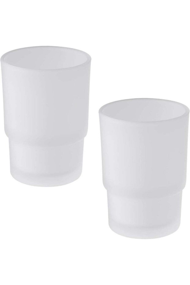 Bathroom Glass Tumbler Cup 2 Pack, Transparent Rinsing Cup, Toothbrush & Toothpaste Holder & Drinking, Mouthwash Cup for Glassware