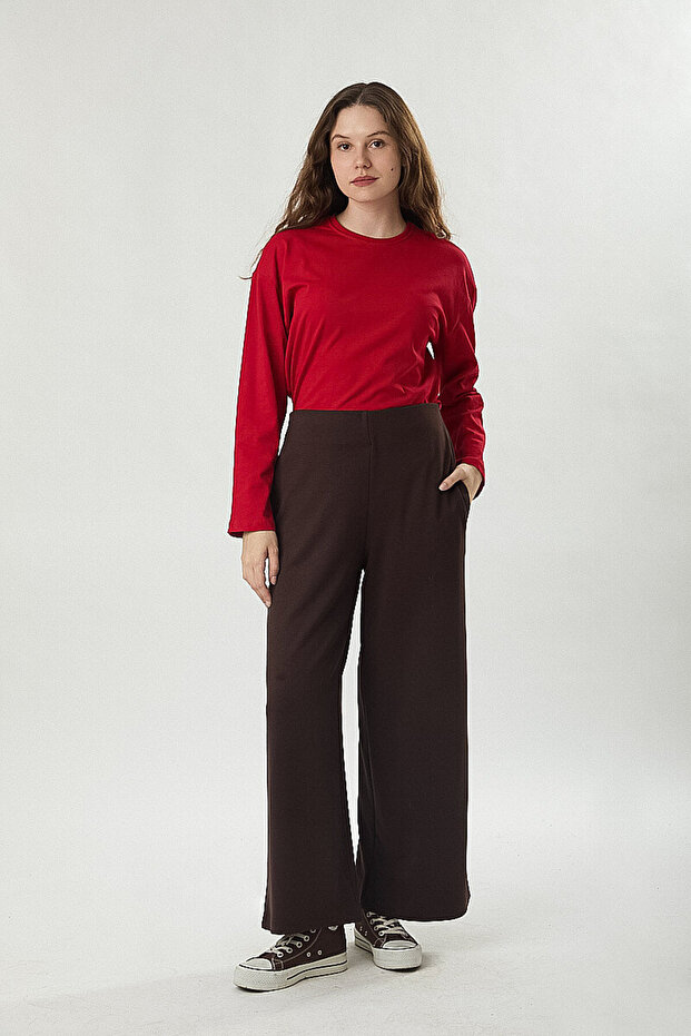 Pensli Wide Leg Trousers Brown