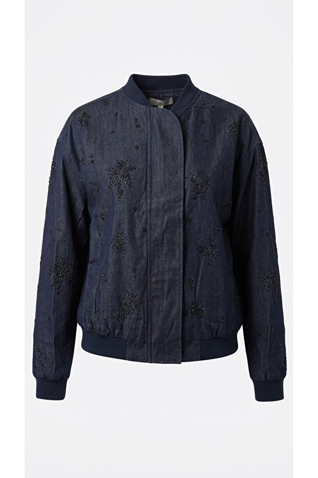 Denim Taşlı Bomber Ceket