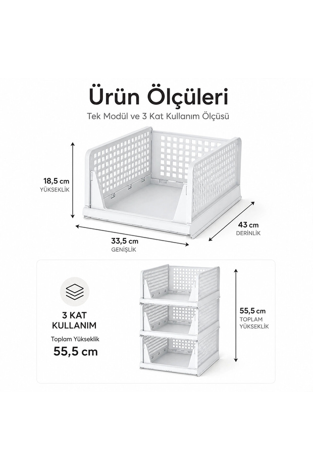 3-layer portable organizer - multipurpose sliding shelf 18.5x33.5x43cm total 55.5cm (5047)