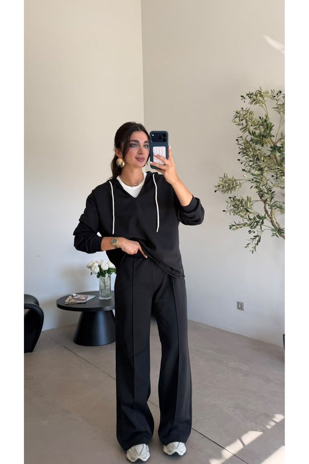 Black triple biyeli set