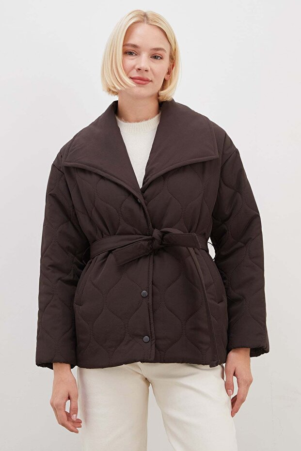 Waterway Patterned Belted Quilted Coat
