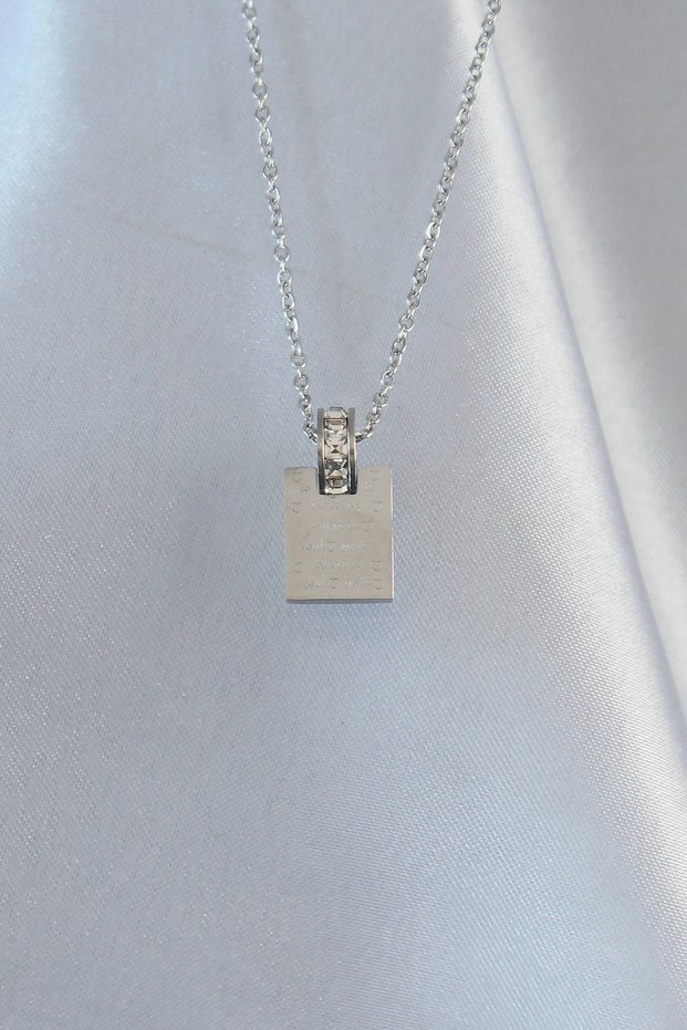 316L Steel Chain Silver Color Zircon Stone Love Letter Necklace Tj-Bko8908