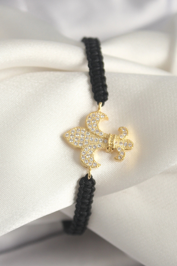 Brass Gold Color Zircon Stone Lily Figure Elevator Macrame Model Women's Bracelet Tj-Bb6801