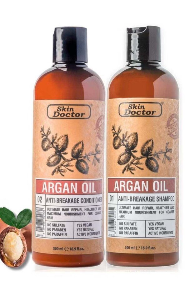 Argan Oil-Infused Shampoo & Conditioner Pack Anti-Breakage Ultimate Hair Repair Maximum Nourishment No Sulfate No Paraben No Paraffin High content of Antioxidants Essential Fatty Acids & V