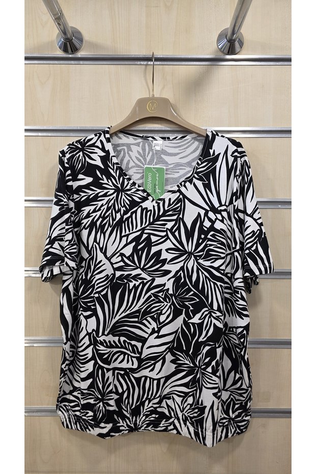 Women's Viscose Combed Cotton Blouse with V-Neck and Elastic Bottom